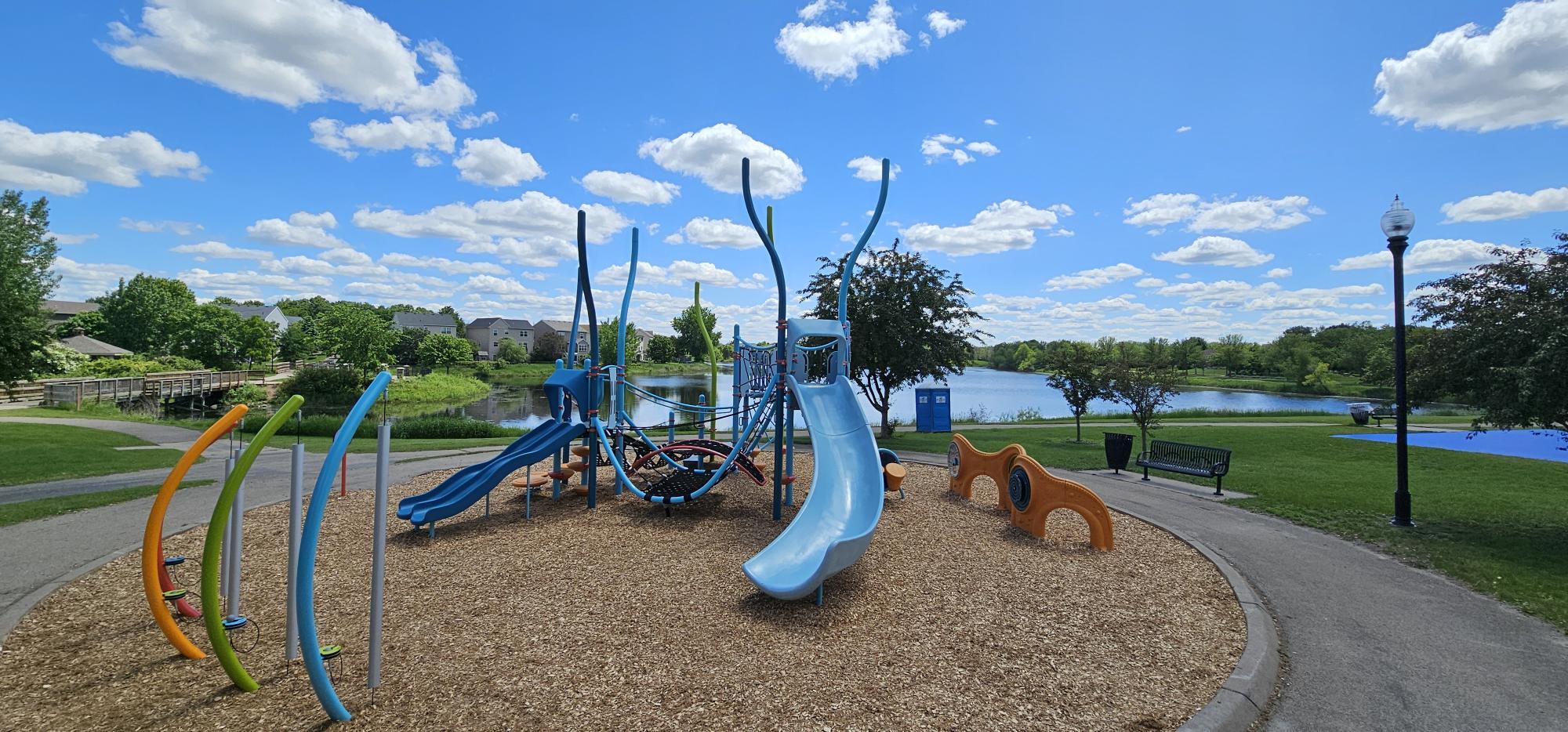 Engineered wood fiber safety surfacing